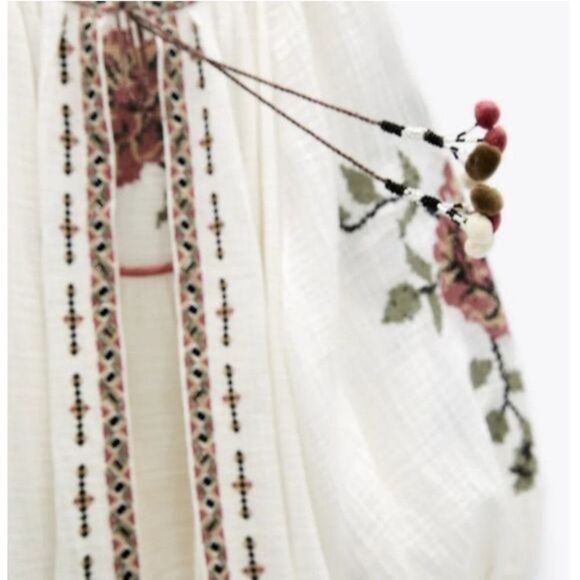 NWT ZARA Beaded Embroidered Tie Front Top/Jacket - Picture 4 of 15